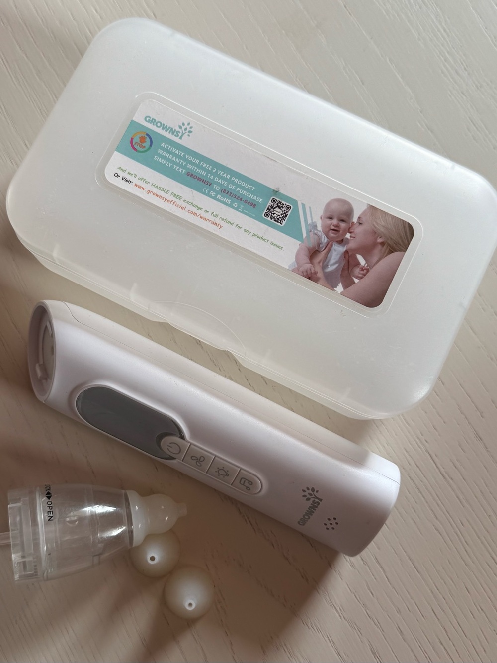 Grownsy White Baby Nasal Aspirator with Accessories